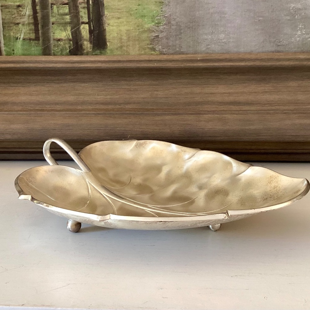 Caravelle by Hoka tarnish resistent silver plate Silver Leaf tray west Germany - Picture 10 of 11